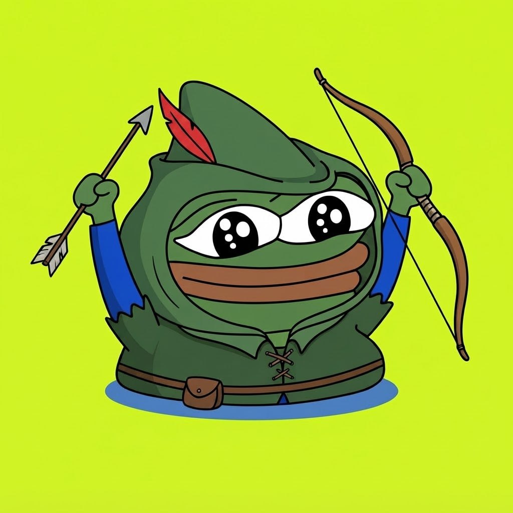 Peepo dressed as an archer with a bow and arrow